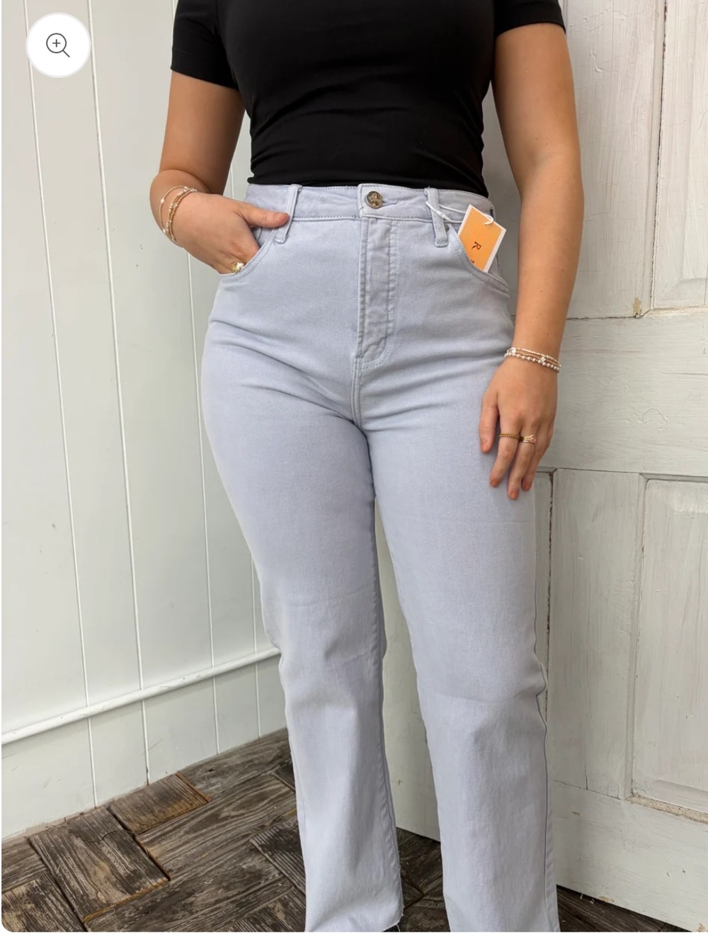NWT Risen Tyla High Rise Tummy control Raw Hem Straight Leg Jeans in Ice Blue 2X